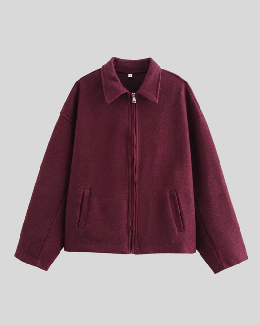Giacca Donna Marrone con Colletto Classico e Chiusura con Zip