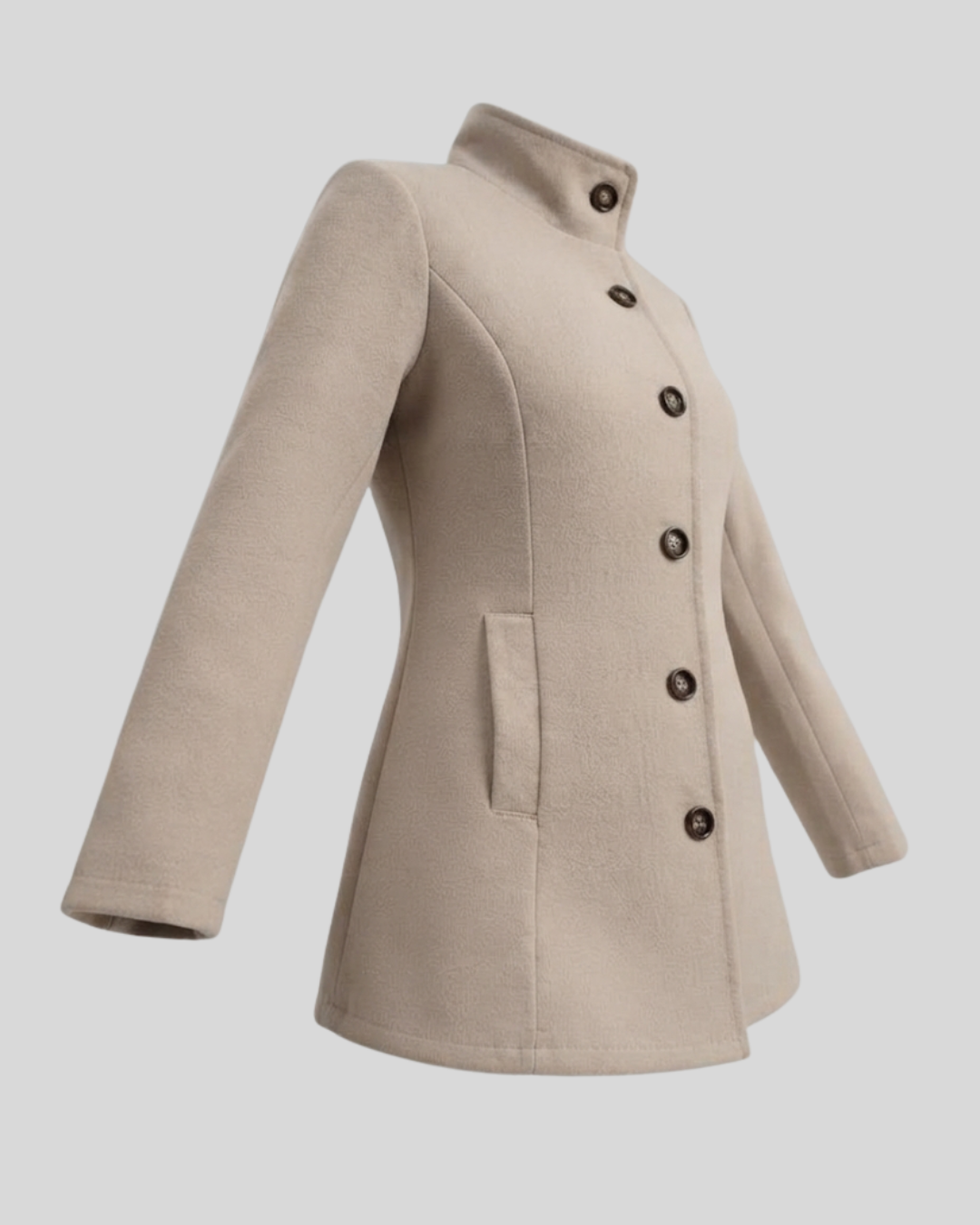 Giacca Donna Elegante con Collo Alto e Bottoni