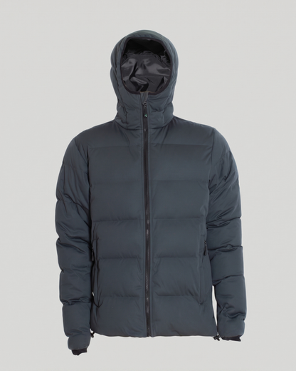 Giacca Imbottita Uomo con Cappuccio Grigio Scuro e Zip