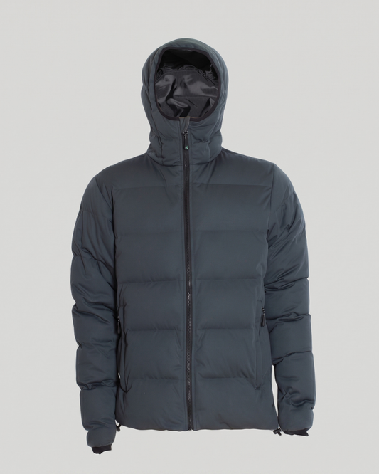 Giacca Imbottita Uomo con Cappuccio Grigio Scuro e Zip