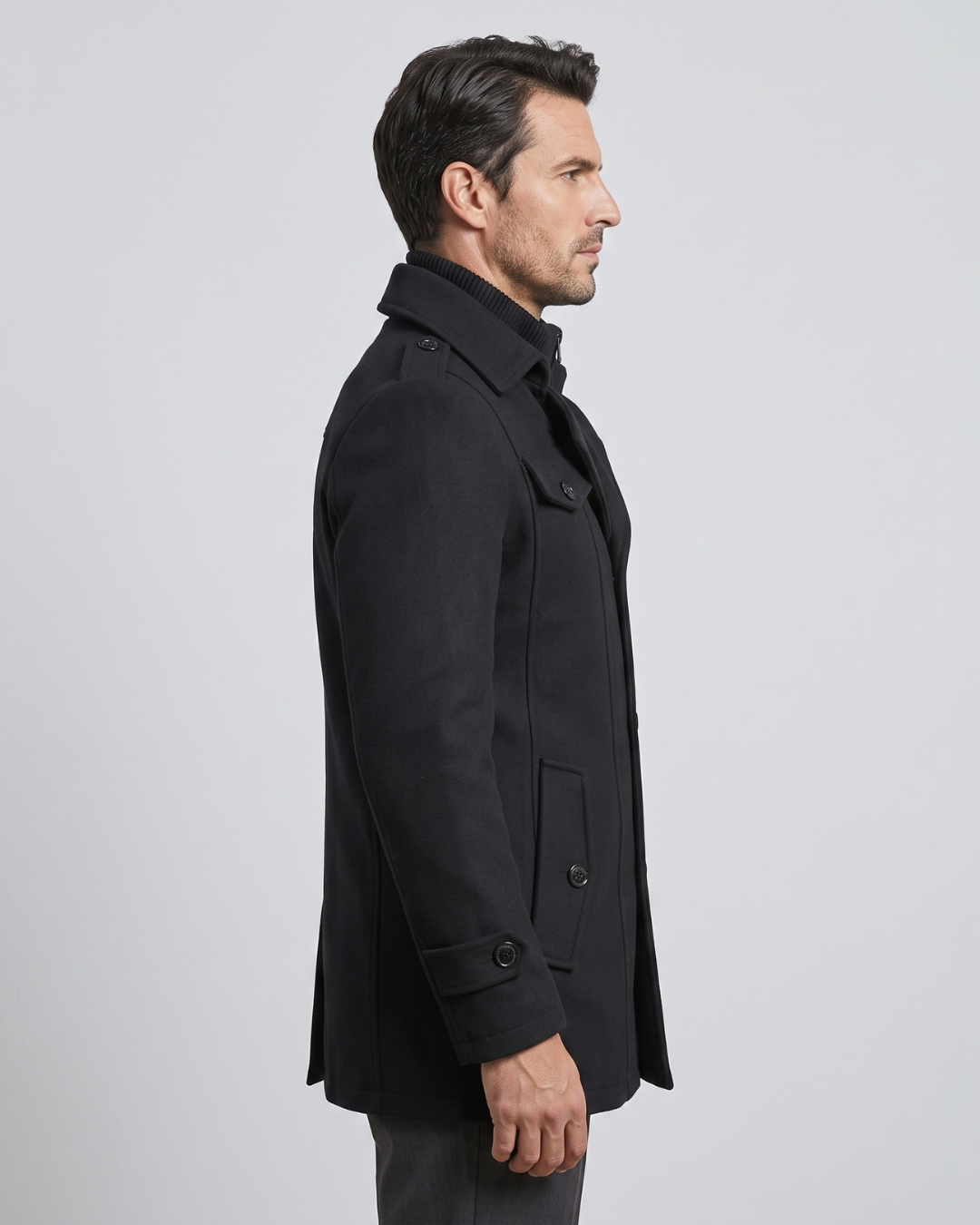 Cappotto da Uomo con Zip e Collo Alto