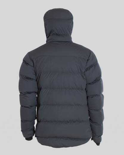 Giacca Imbottita Uomo con Cappuccio Grigio Scuro e Zip