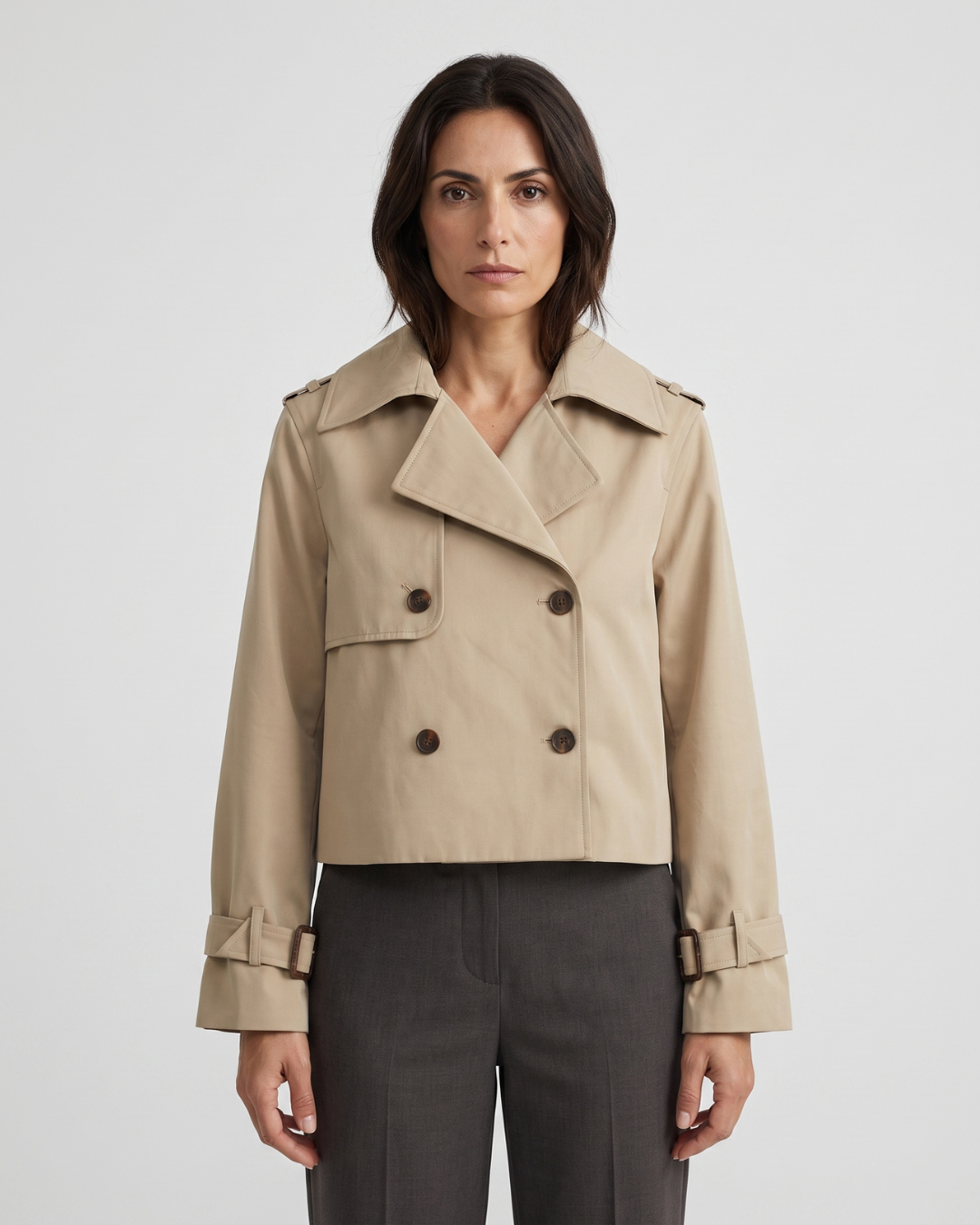 Giacca Corta Donna Trench Doppio Petto Colori Disponibili