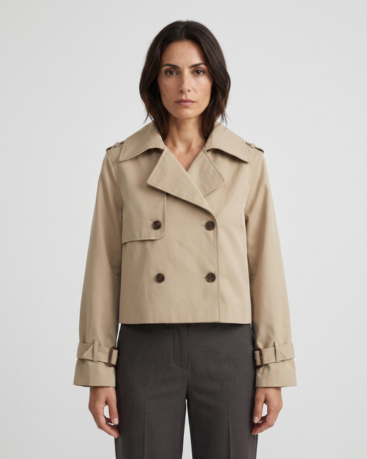 Giacca Corta Donna Trench Doppio Petto Colori Disponibili
