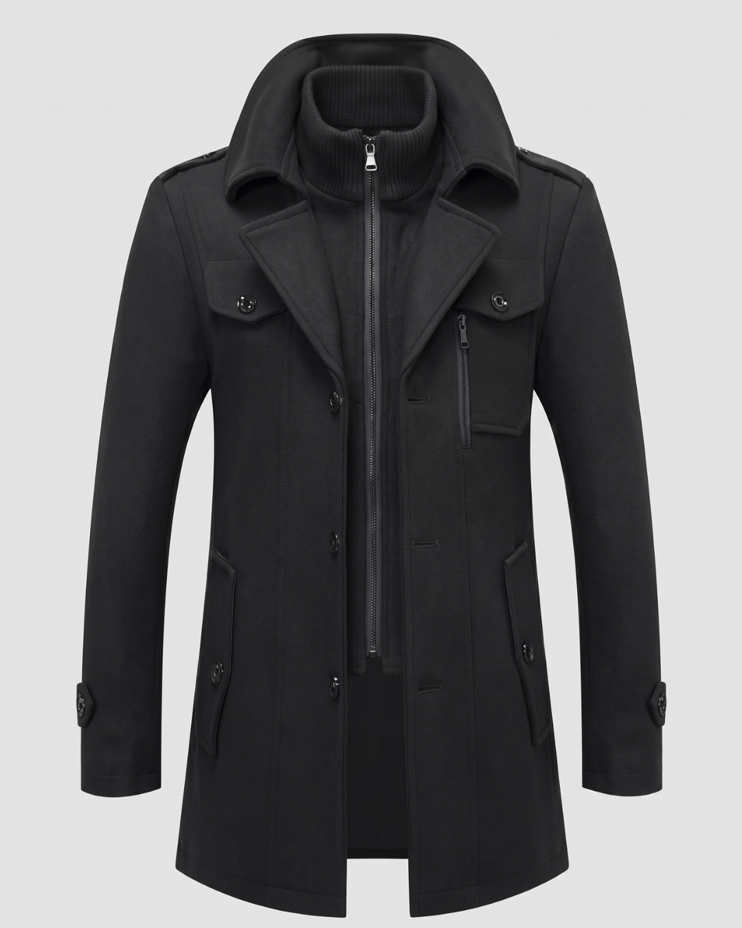 Cappotto da Uomo con Zip e Collo Alto