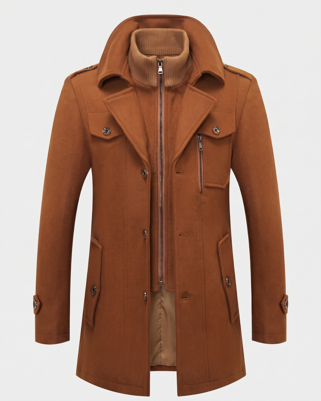 Cappotto da Uomo con Zip e Collo Alto