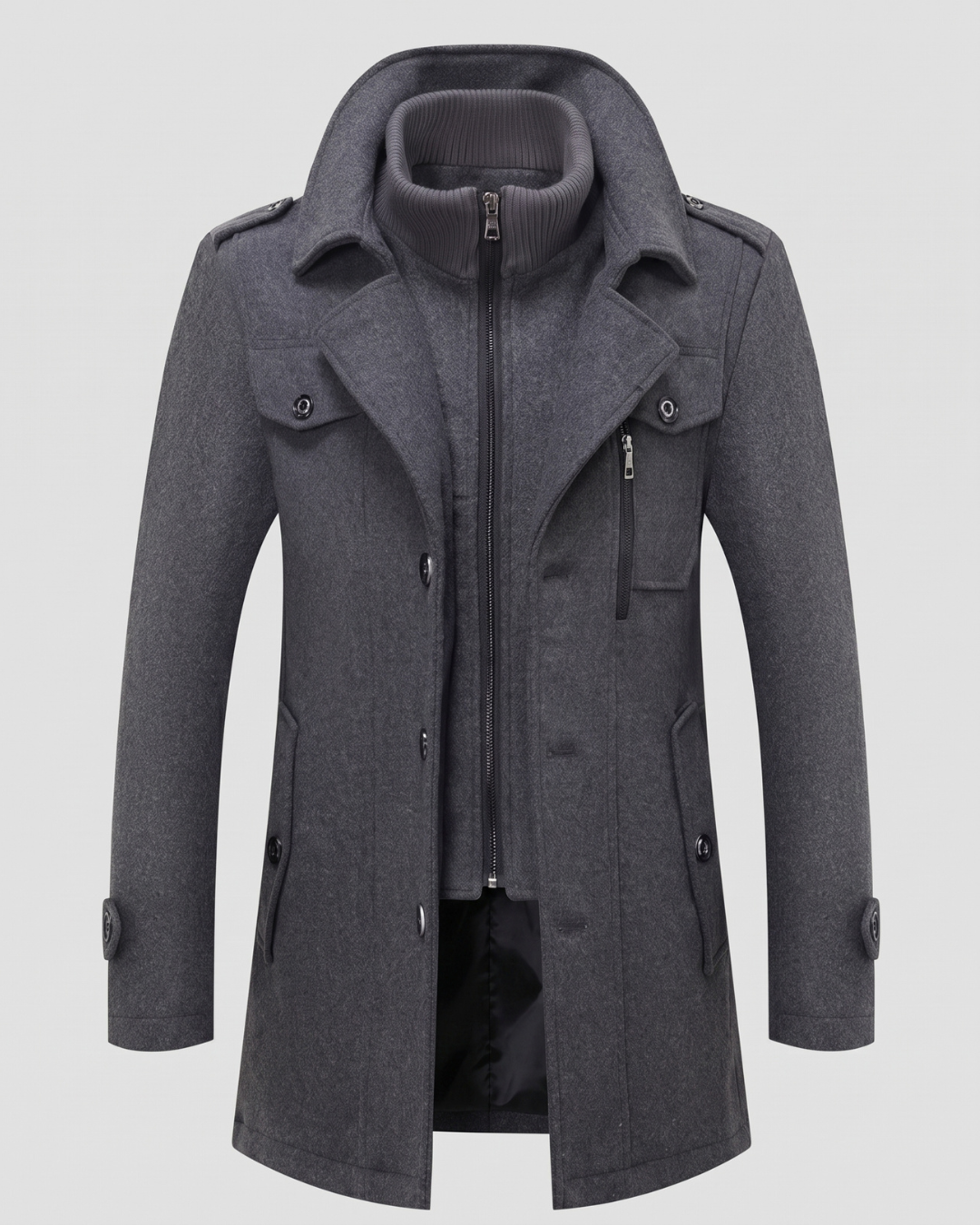 Cappotto da Uomo con Zip e Collo Alto