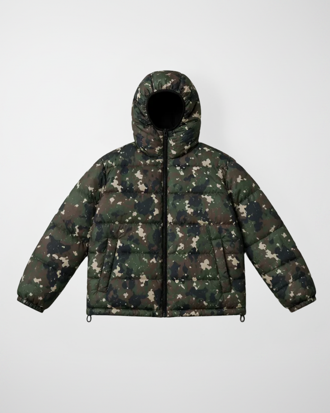 Giacca Uomo Reversibile 2 in 1 Imbottita Blu e Camouflage con Cappuccio