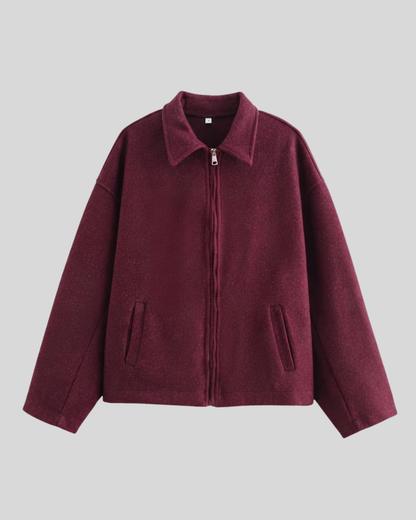 Giacca Donna Marrone con Colletto Classico e Chiusura con Zip