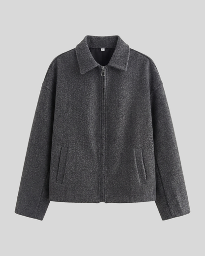 Giacca Donna Marrone con Colletto Classico e Chiusura con Zip