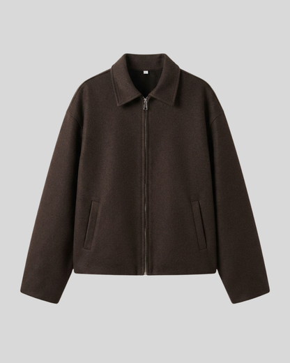 Giacca Donna Marrone con Colletto Classico e Chiusura con Zip