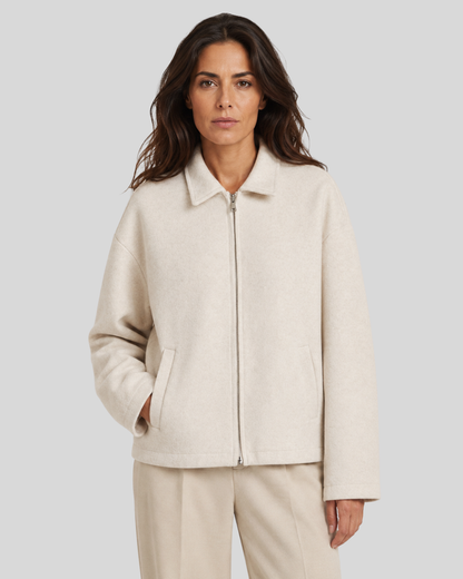 Giacca Donna Marrone con Colletto Classico e Chiusura con Zip