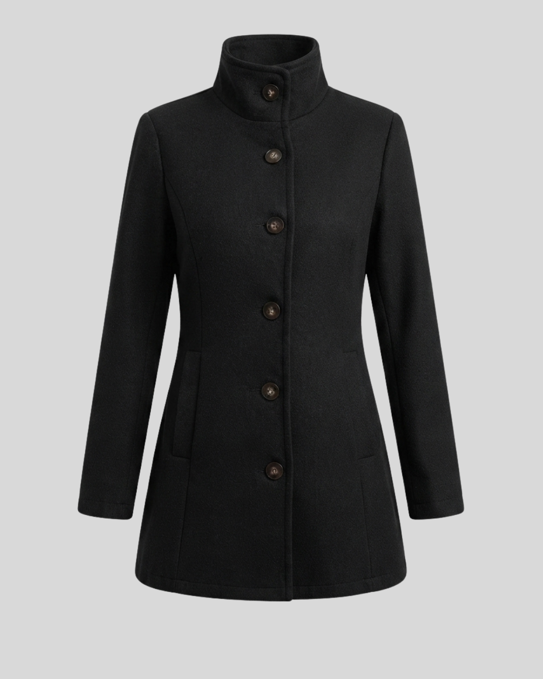 Giacca Donna Elegante con Collo Alto e Bottoni