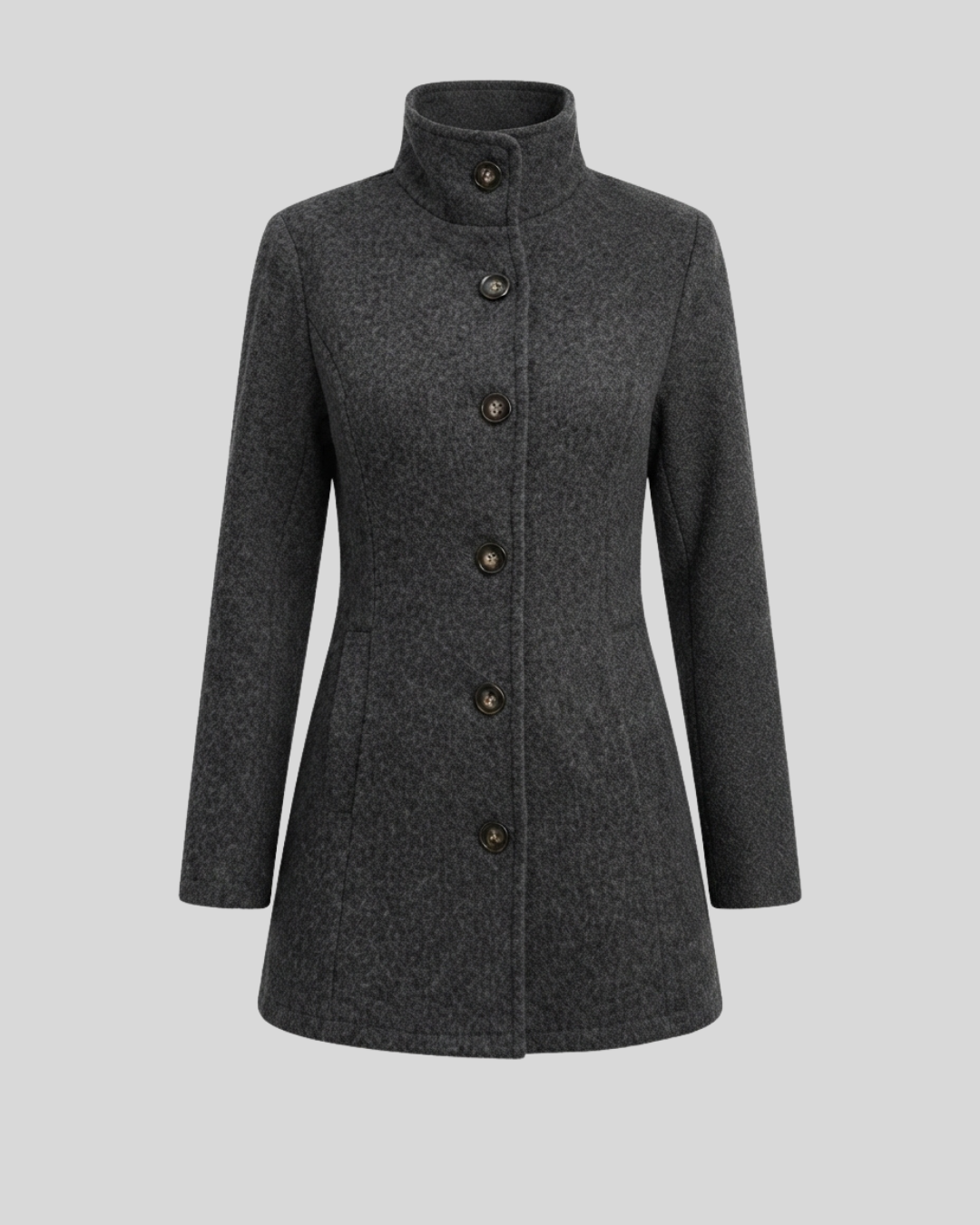 Giacca Donna Elegante con Collo Alto e Bottoni