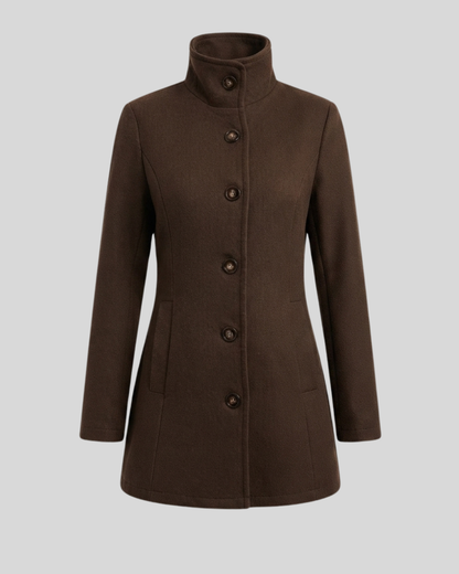 Giacca Donna Elegante con Collo Alto e Bottoni