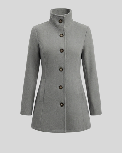 Giacca Donna Elegante con Collo Alto e Bottoni