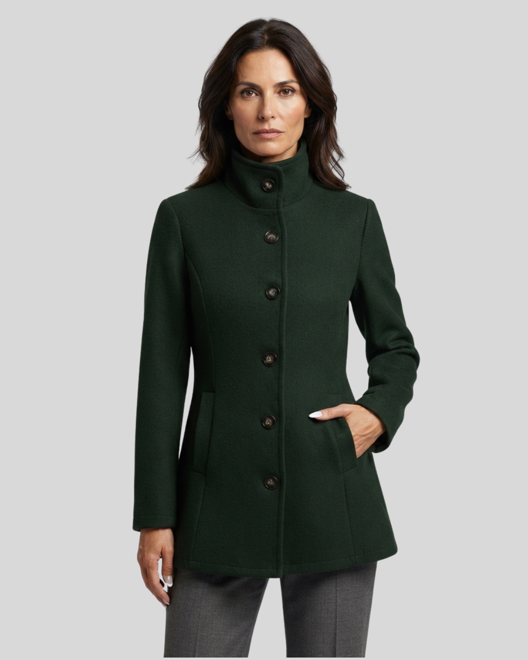 Giacca Donna Elegante con Collo Alto e Bottoni