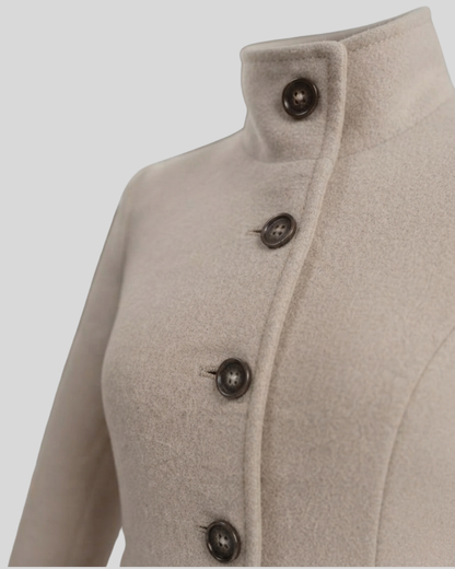 Giacca Donna Elegante con Collo Alto e Bottoni