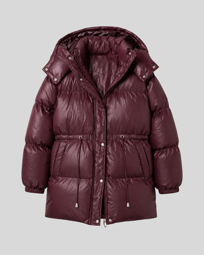 Piumino Donna Invernale con Cappuccio e Coulisse in Vita