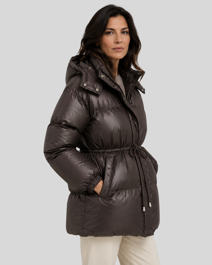 Piumino Donna Invernale con Cappuccio e Coulisse in Vita