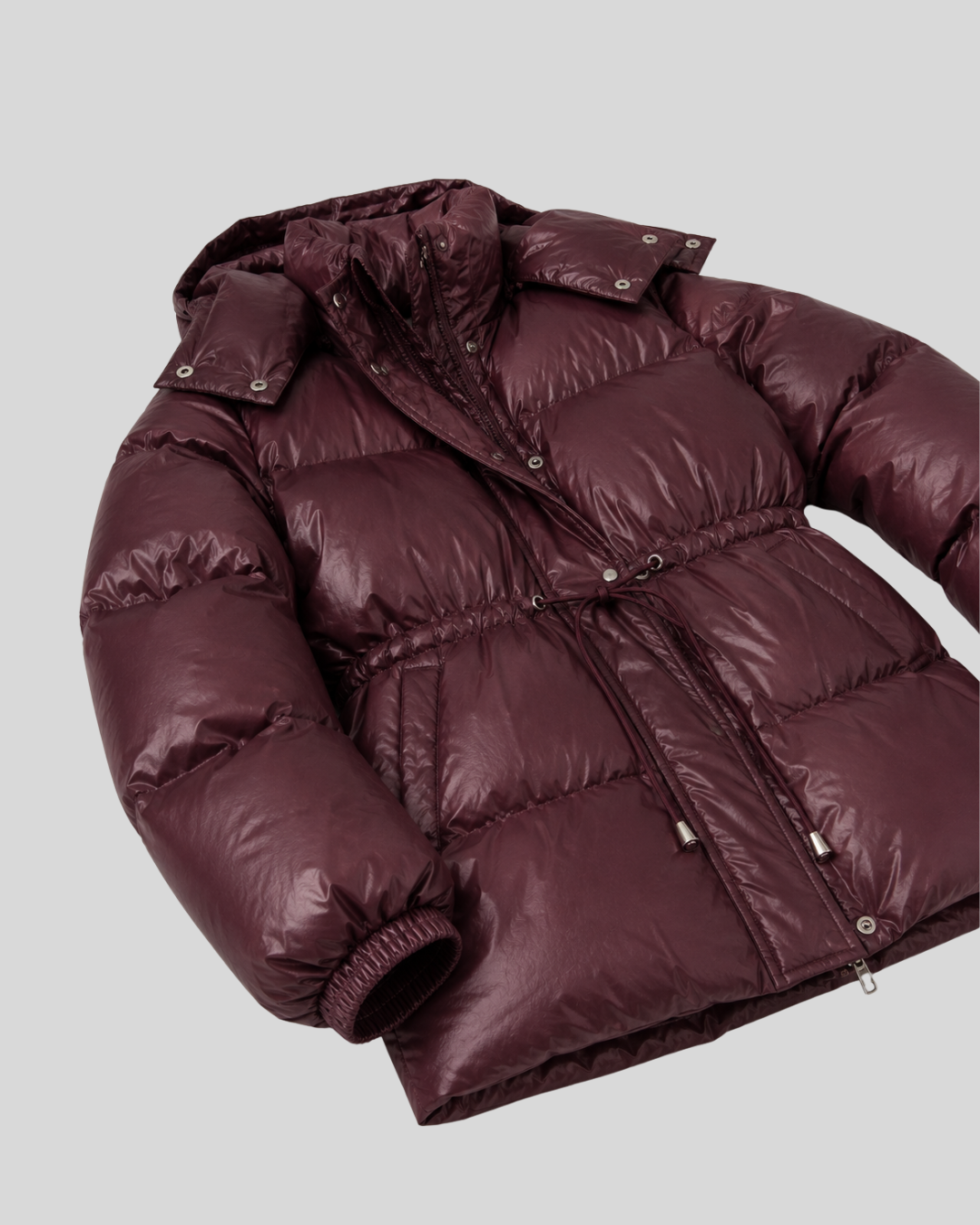 Piumino Donna Invernale con Cappuccio e Coulisse in Vita