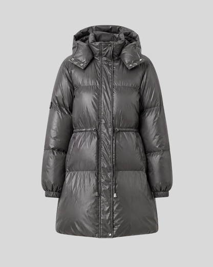 Piumino Donna Invernale con Cappuccio e Coulisse in Vita
