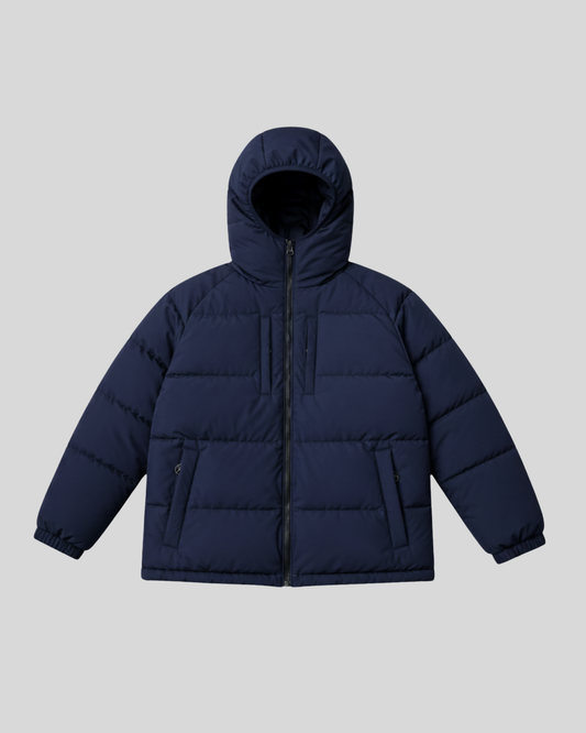 Giacca Uomo Reversibile 2 in 1 Imbottita Blu e Camouflage con Cappuccio