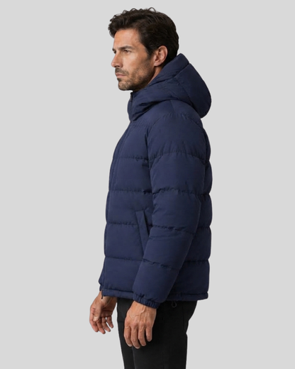 Giacca Uomo Reversibile 2 in 1 Imbottita Blu e Camouflage con Cappuccio