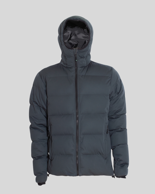 Giacca Imbottita Uomo con Cappuccio Grigio Scuro e Zip