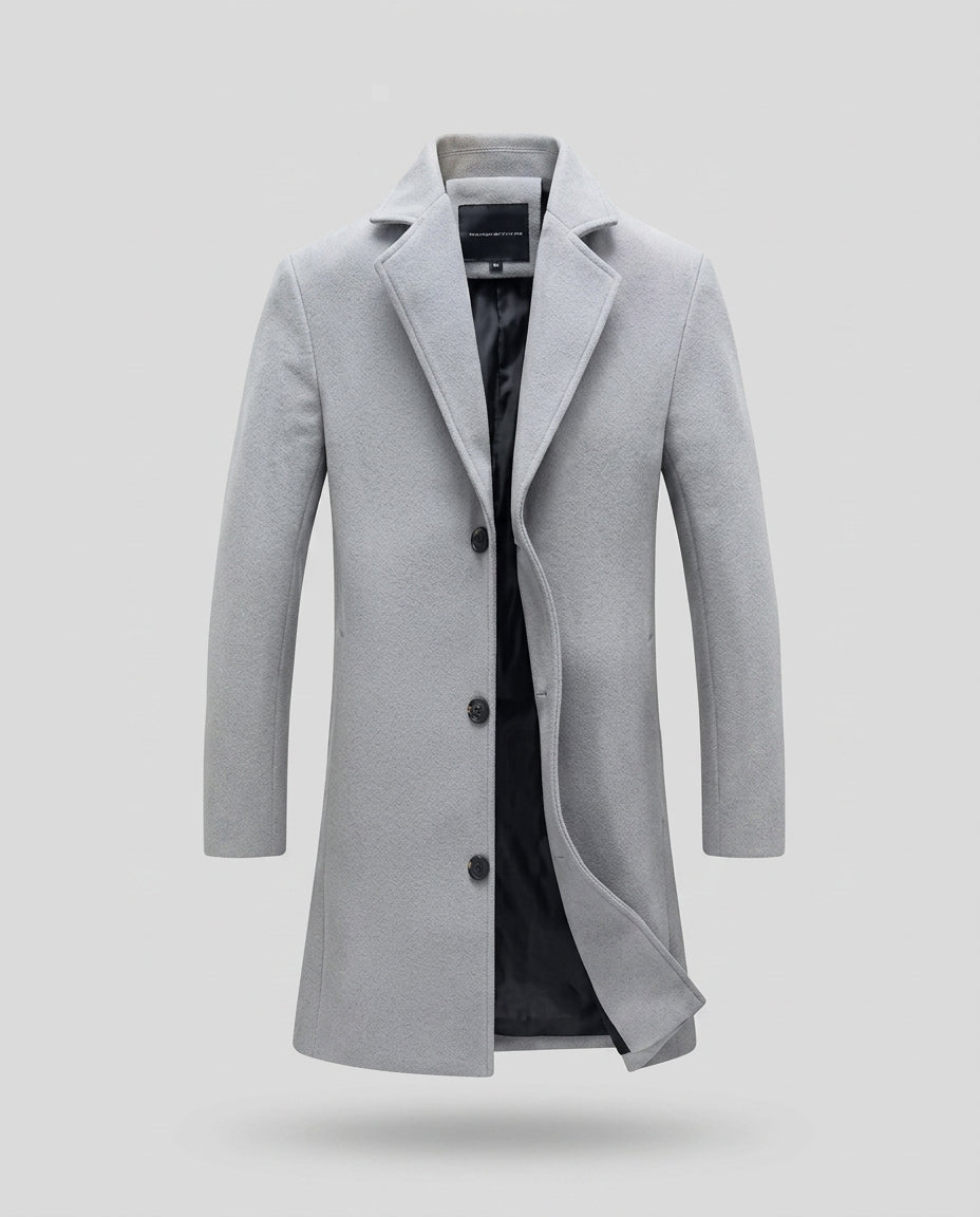 Cappotto Uomo Elegante Invernale Medio Lungo Formale Slim Fit Monopetto