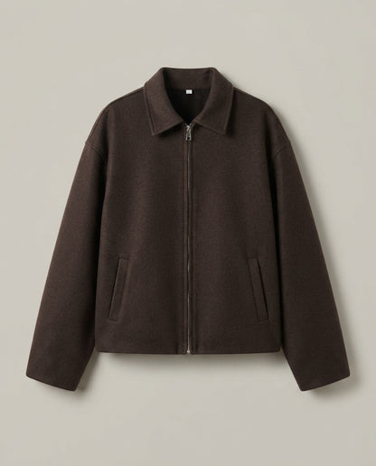 Giacca Donna Marrone con Colletto Classico e Chiusura con Zip