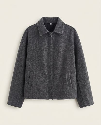 Giacca Donna Marrone con Colletto Classico e Chiusura con Zip