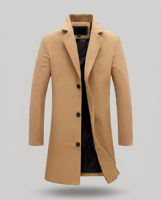 Cappotto Uomo Elegante Invernale Medio Lungo Formale Slim Fit Monopetto