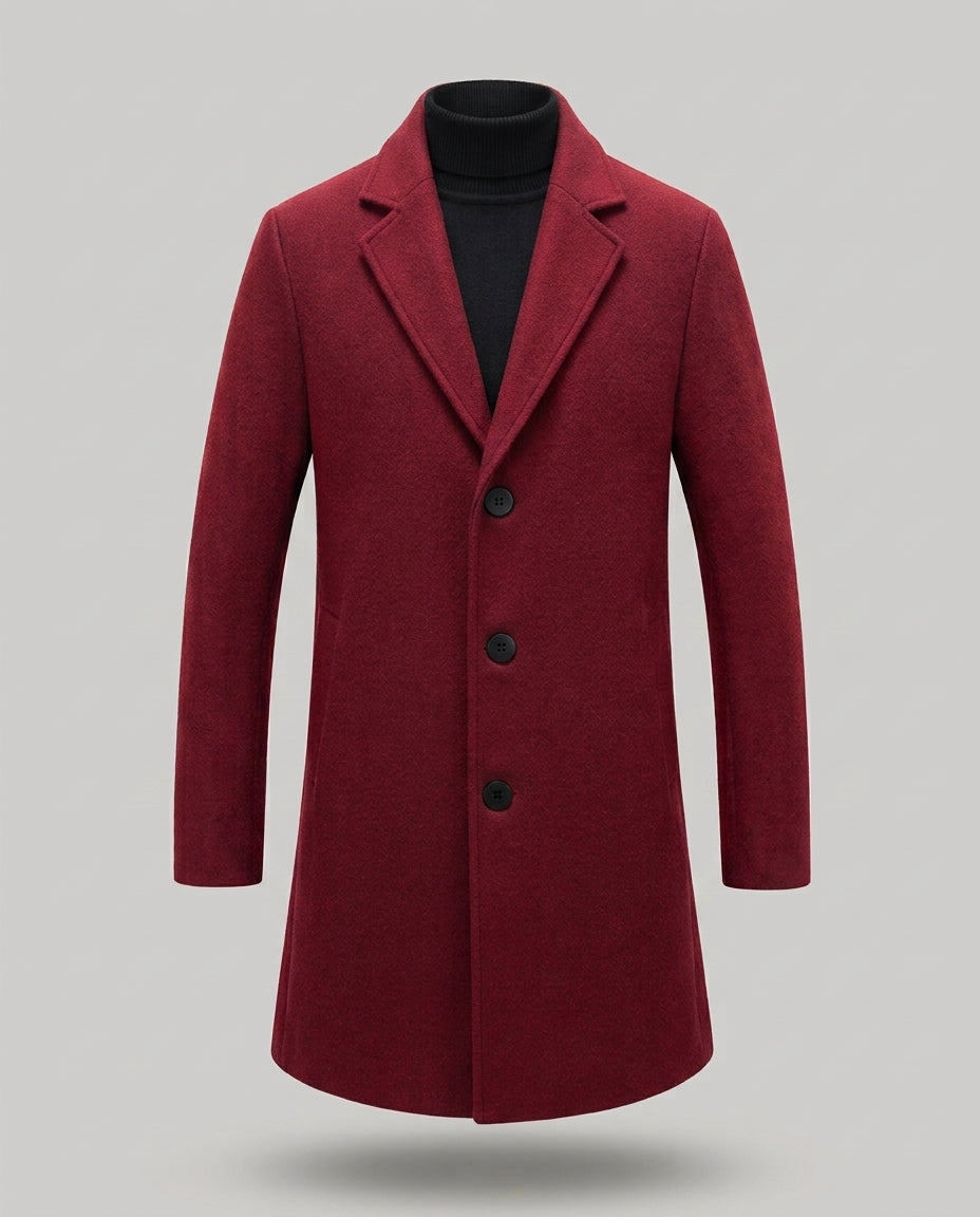 Cappotto Uomo Elegante Invernale Medio Lungo Formale Slim Fit Monopetto