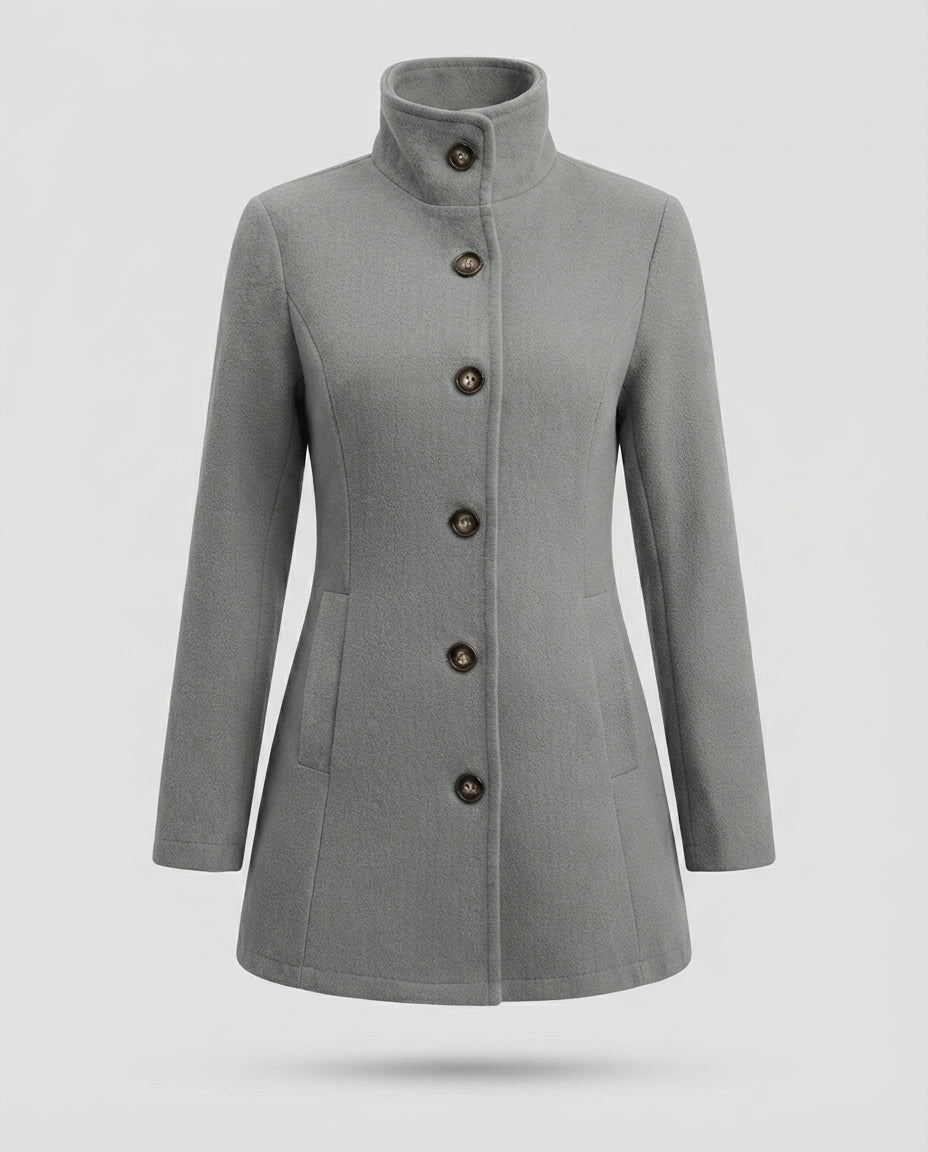 Giacca Donna Elegante con Collo Alto e Bottoni