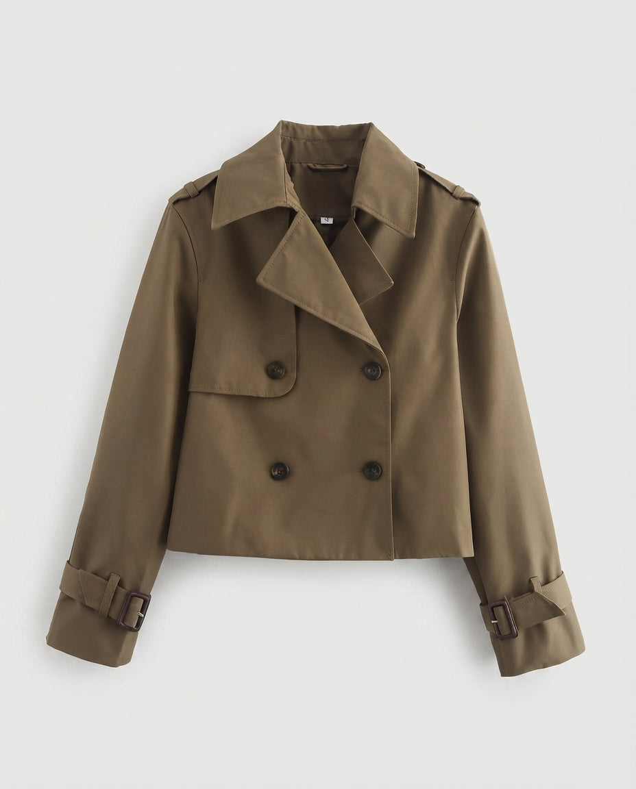Giacca Corta Donna Trench Doppio Petto Colori Disponibili
