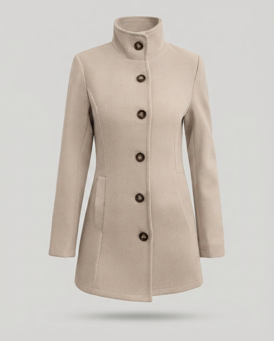 Giacca Donna Elegante con Collo Alto e Bottoni