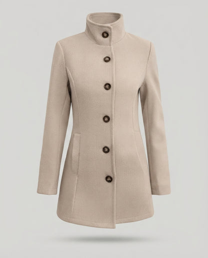 Giacca Donna Elegante con Collo Alto e Bottoni