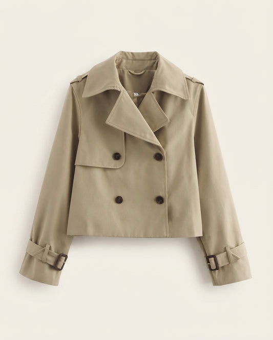 Giacca Corta Donna Trench Doppio Petto Colori Disponibili