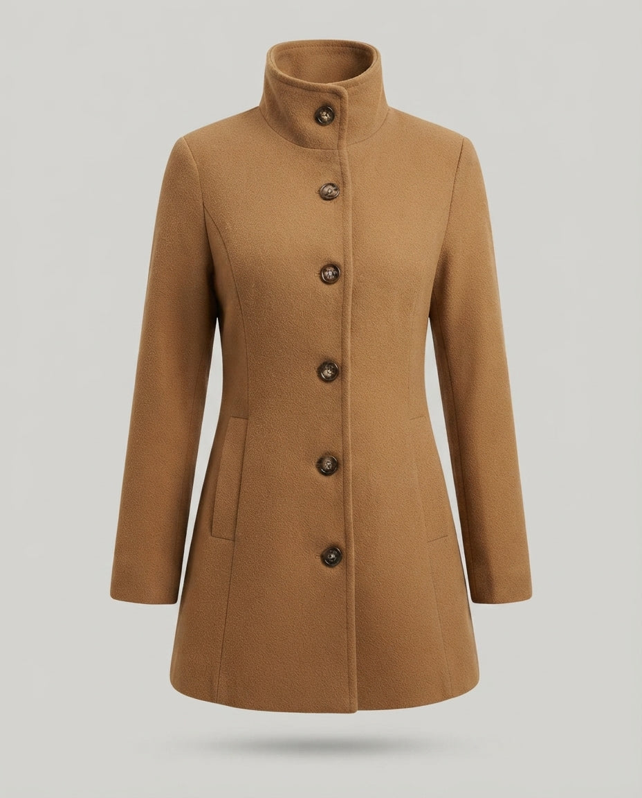 Giacca Donna Elegante con Collo Alto e Bottoni