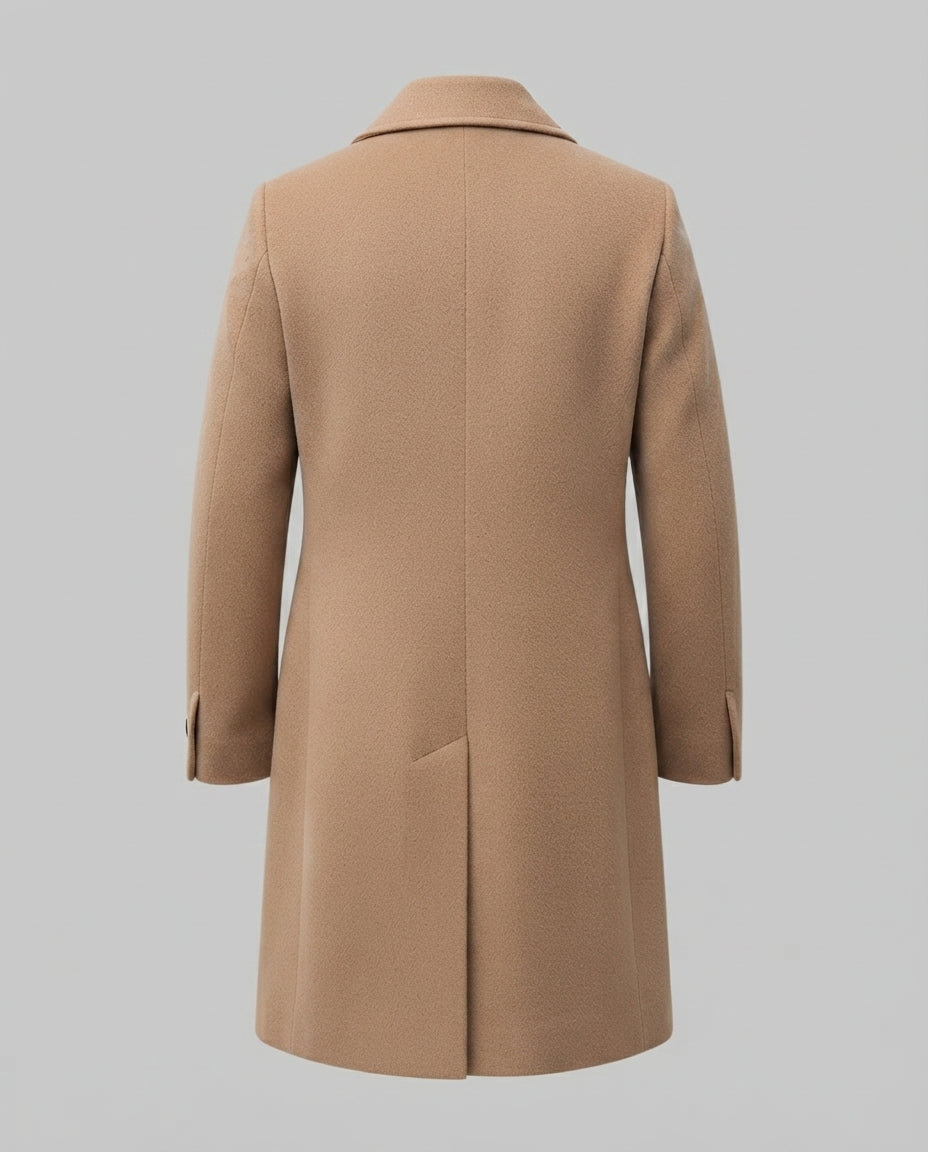 Cappotto Uomo Doppiopetto Lungo Elegante con Revers e Tasche Laterali