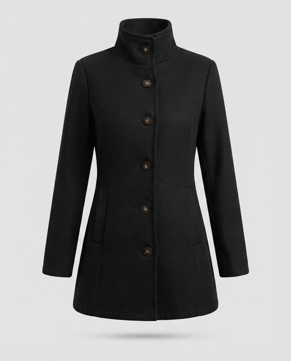 Giacca Donna Elegante con Collo Alto e Bottoni