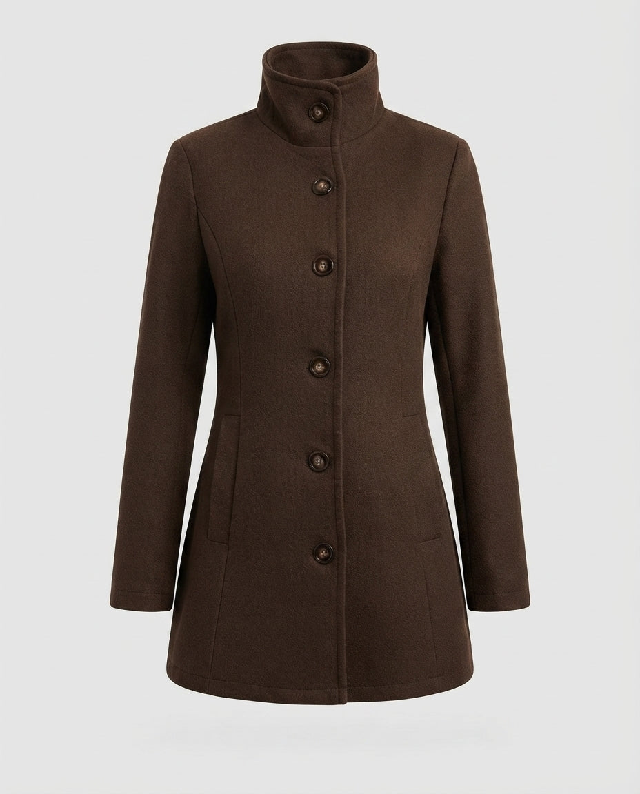 Giacca Donna Elegante con Collo Alto e Bottoni