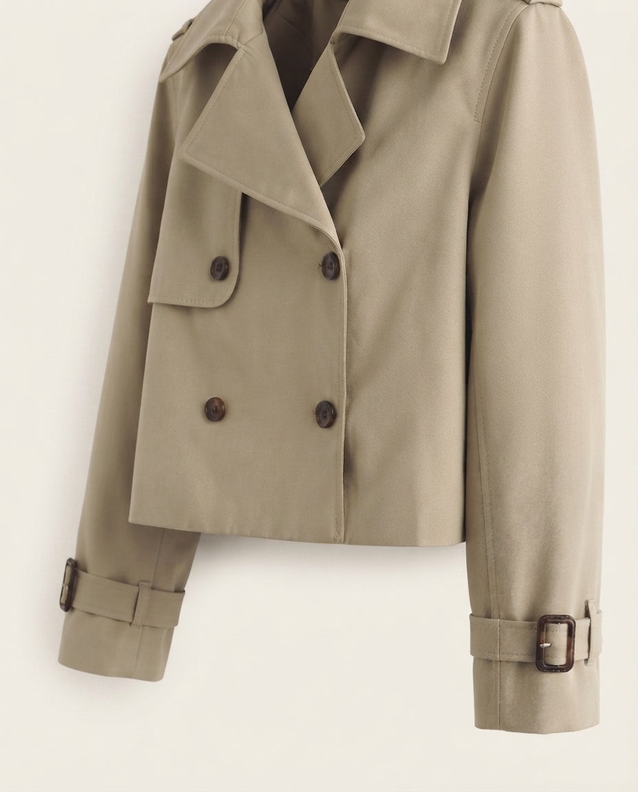 Giacca Corta Donna Trench Doppio Petto Colori Disponibili
