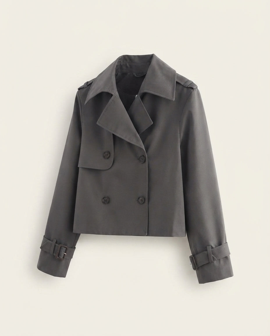 Giacca Corta Donna Trench Doppio Petto Colori Disponibili
