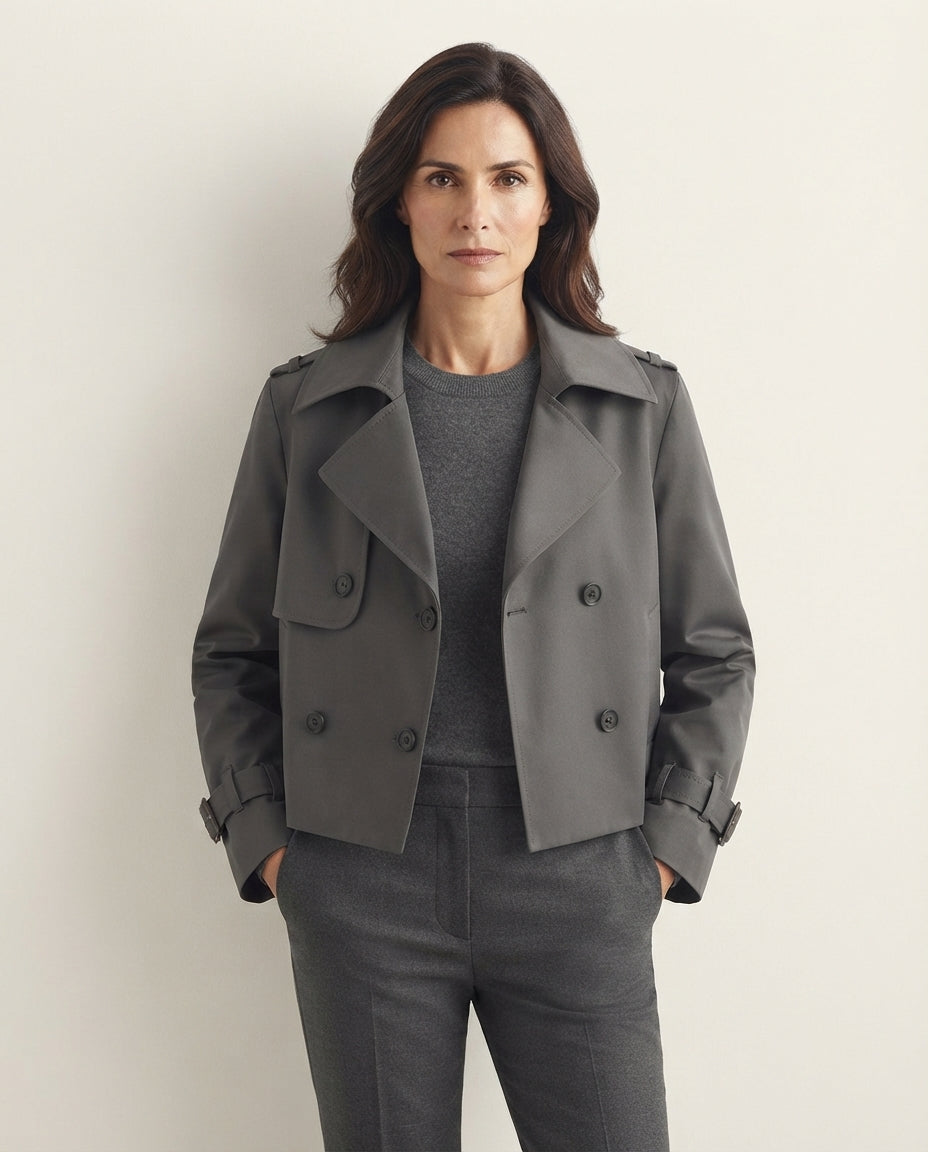 Giacca Corta Donna Trench Doppio Petto Colori Disponibili