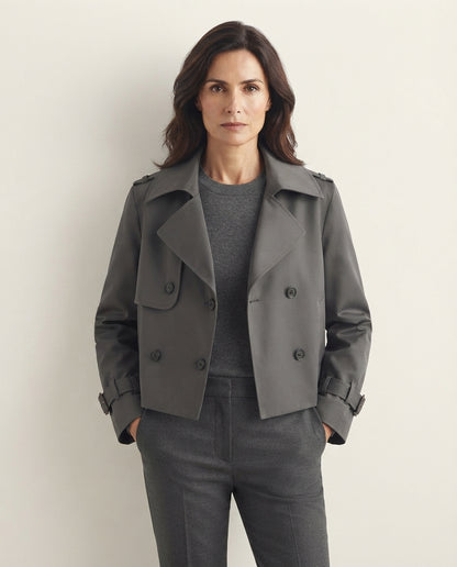 Giacca Corta Donna Trench Doppio Petto Colori Disponibili