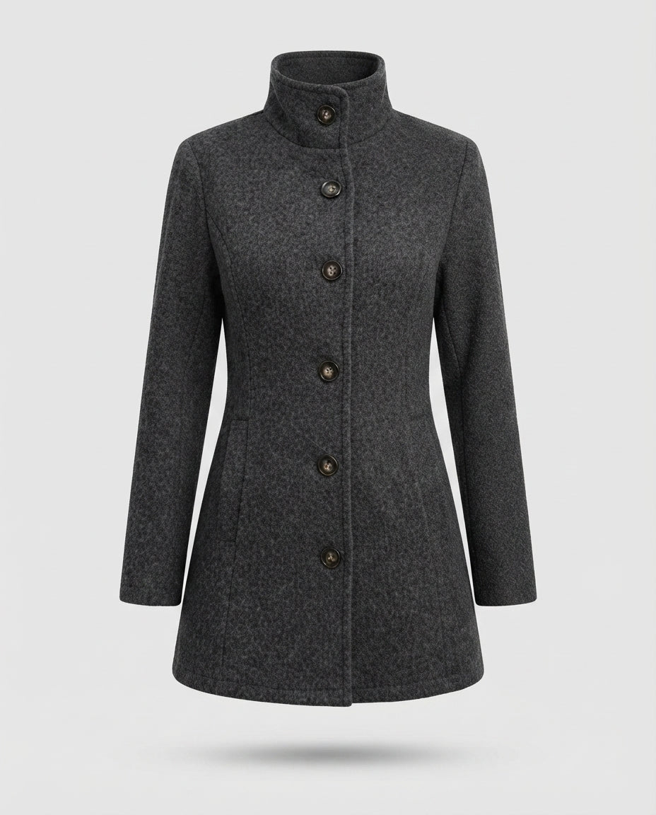 Giacca Donna Elegante con Collo Alto e Bottoni