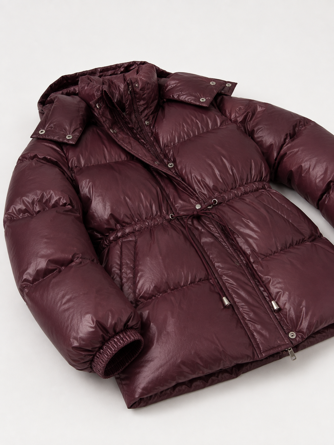 Piumino Donna Invernale con Cappuccio e Coulisse in Vita