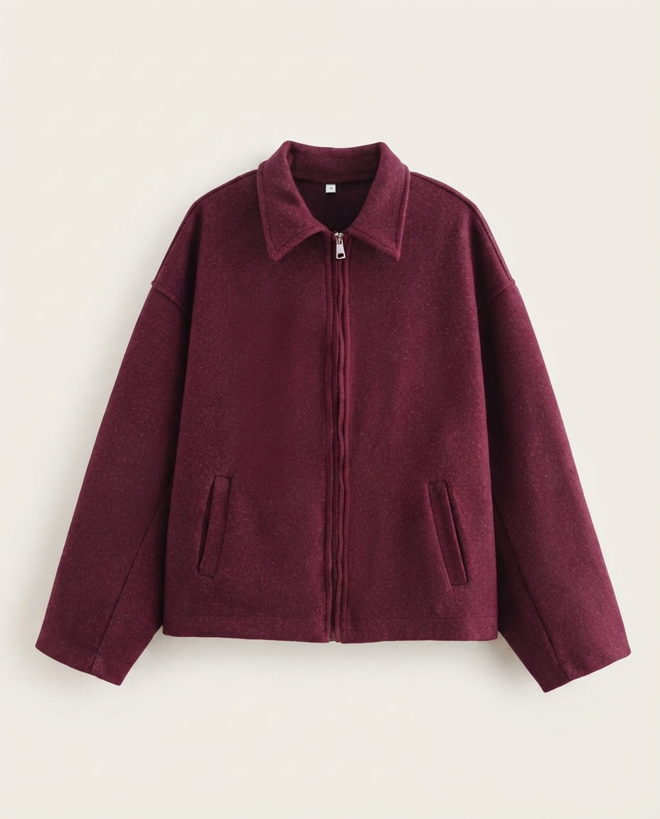 Giacca Donna Marrone con Colletto Classico e Chiusura con Zip
